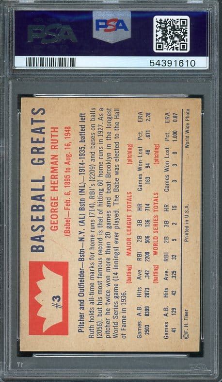 Fleer Babe Ruth PSA HOF All Star Cards Inc