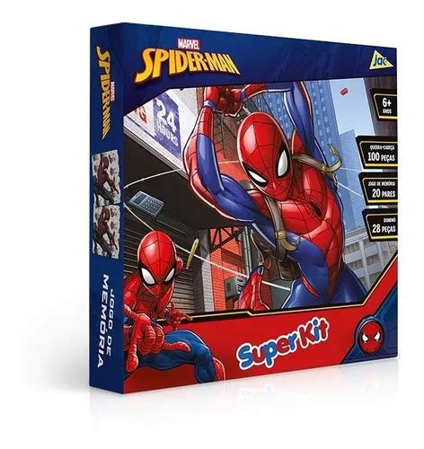 Kit Quebra Cabeça Dominó Jogo Memória Spiderman Homem Aranha Frete grátis