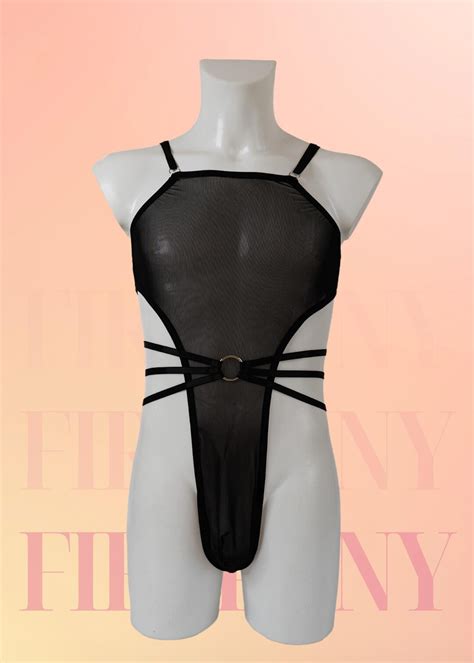 Men S Sheer Mesh Bodysuit Femboy One Piece Lingerie See Through Gay Lingerie Transparent