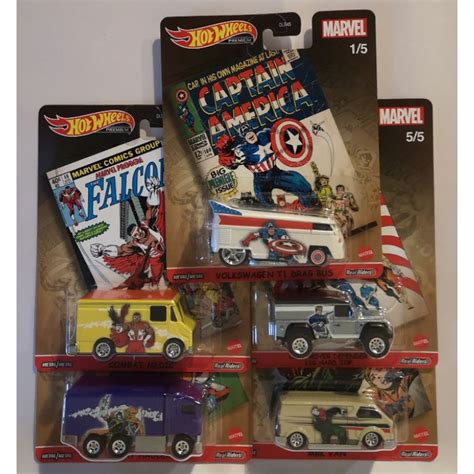 Hot Wheels Premium Marvel T Drag Bus Land Rover Defender MBK Van Combat Medic Hiway Hauler