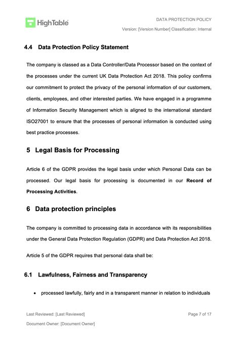 2022 Data Protection Policy Template Fillable Printable Pdf Forms Images