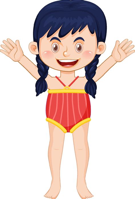 Cute girl cartoon character wearing swimming suit 8190870 Vector Art at Vecteezy