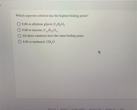 Solved Which Aqueous Solution Has The Highest Boiling Point Chegg