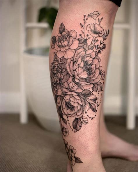 Flower Tattoos On Calf