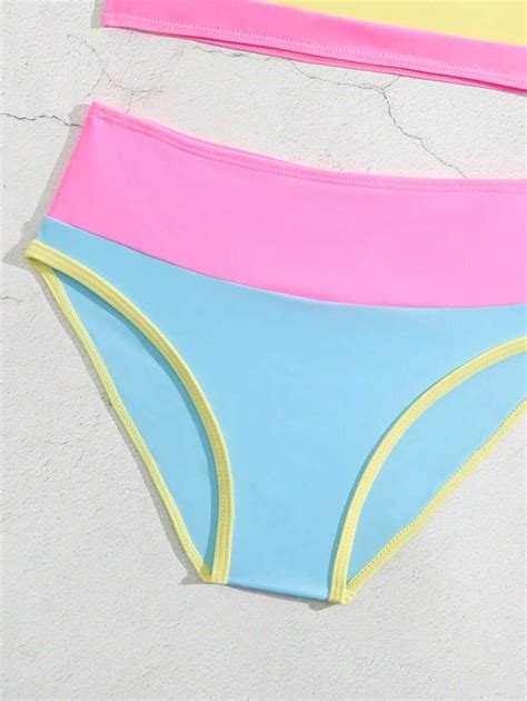 Tween Girl Color Block Bikini Swimsuit SHEIN USA