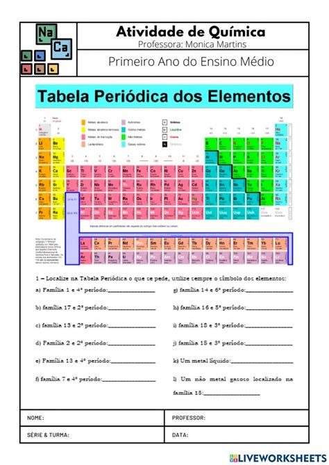Atividades Tabela Periodica - Tabela Periodica Atividades Interativas