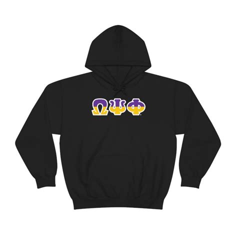 Omega Psi Phi Two Toned Greek Lettered Hooded Sweatshirts Greek Gear