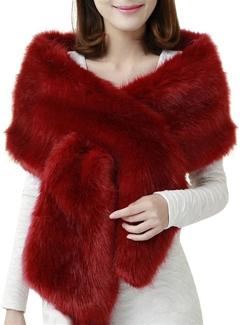 Womens Winter Wedding Shawl Faux Fur Scarf Wraps For Eveningpartyshow Buy Scarves And Wraps