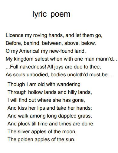 Lyric Poem Examples To Download