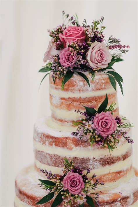 Three Tiered Naked Cake Extra For Fresh Flowers Karma Cupcakes