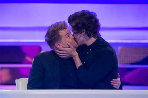 Harry Styles and James Corden kiss on Sky TV show 'A League of Their Own'