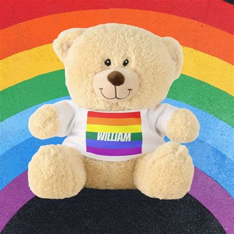 Gay Pride Rainbow LGBT Personalized Teddy Bear Zazzle Personalised Teddy Bears Rainbow
