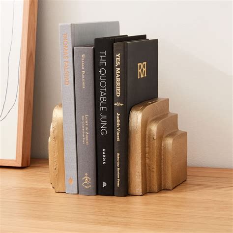 Stepped Brass Metal Bookends West Elm