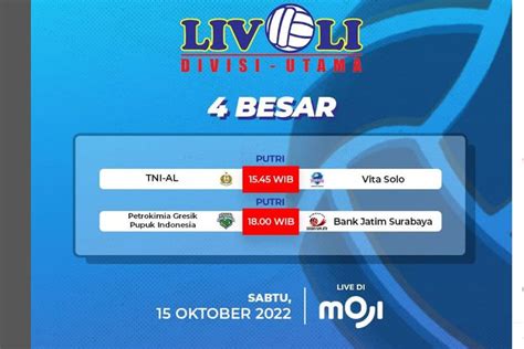 Jadwal Acara TV MOJI TV Sabtu 15 Oktober 2022 Ada Live 4 Besar Livoli