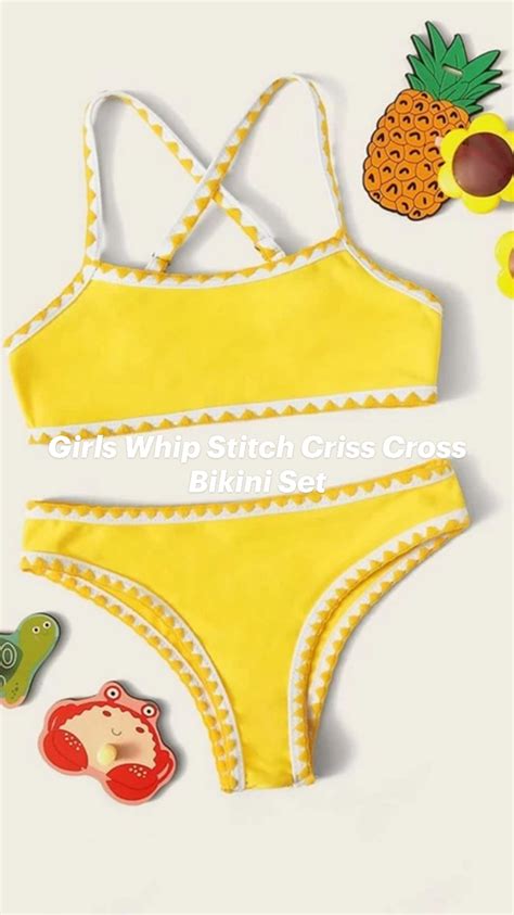 Girls Whip Stitch Criss Cross Bikini Set Artofit