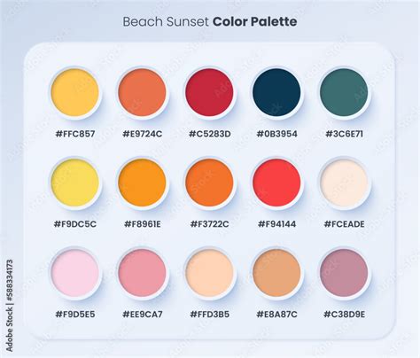 Beach Sunset Trendy Pastel Colour Guide Palette Catalogue Future Color