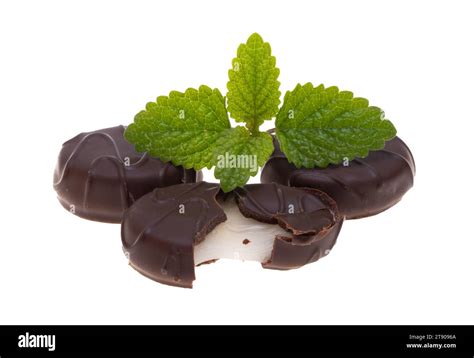 mint chocolate candies isolated on white background Stock Photo - Alamy
