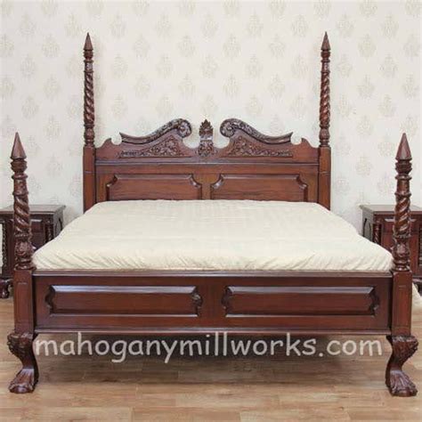 Walnut Queen Anne Barley Twist Poster Bed