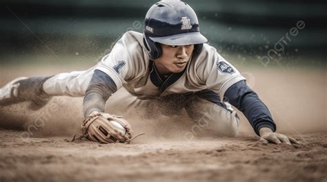 Baseball Player Sliding Into Base Stock Picture Background A Baseball