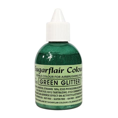 Sugarflair Green Glitter Airbrush Liquid Colouring 60ml Free Delivery