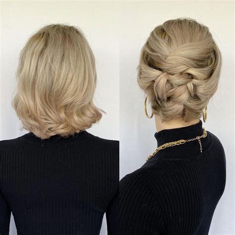 Brides are stunned by the elegance of a modern short hair updo 15
