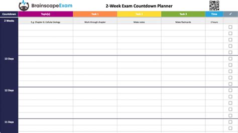 study planner  class schedule sheets brainscape academy