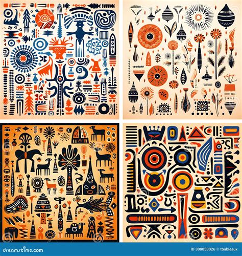 Set of Traditional African Senegal Pattern Stock Illustration