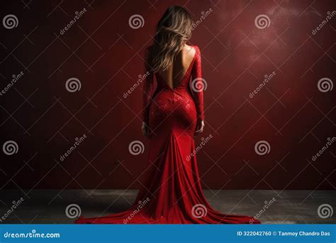 Beautiful Brunette Fashion Woman In A Long Red Dares Stock Photo Image Of Gown Gorgeous