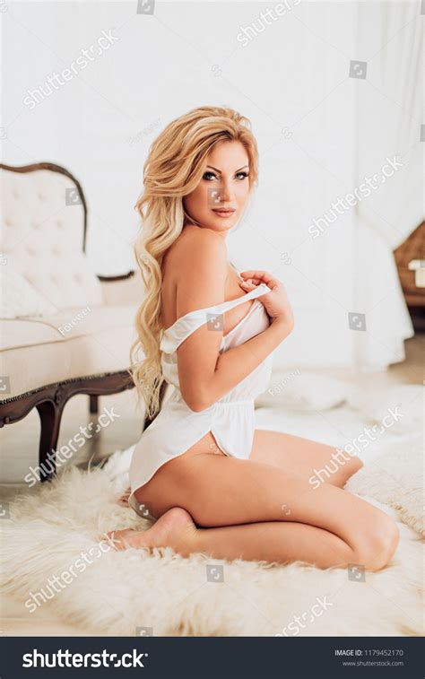 Sexy Beautiful Blonde Woman White Underclothes Stock Photo Shutterstock