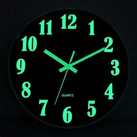 DiNeop Glow In The Dark Wall Clock 12 Silent Non Ticking Quartz