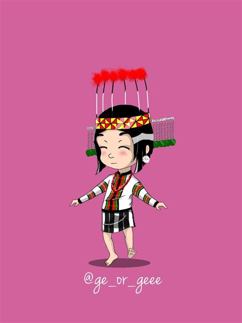 Mizo Traditional Dress Girl Cartoon Art Cartoon Photo Pretty Cats