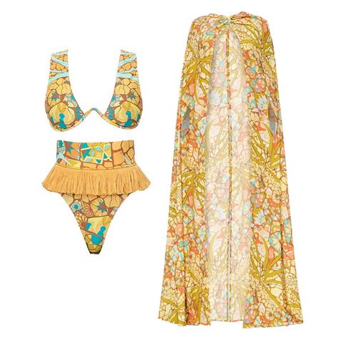 HHH 2025 New Bikini Ethnic Print Tassel High Sense Swimsuit Suit Female Explosion 2661 Walmart