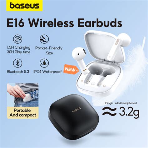 Baseus E16 True Wireless Earbuds TWS 5 3 Bluetooth Earphone With IPX4