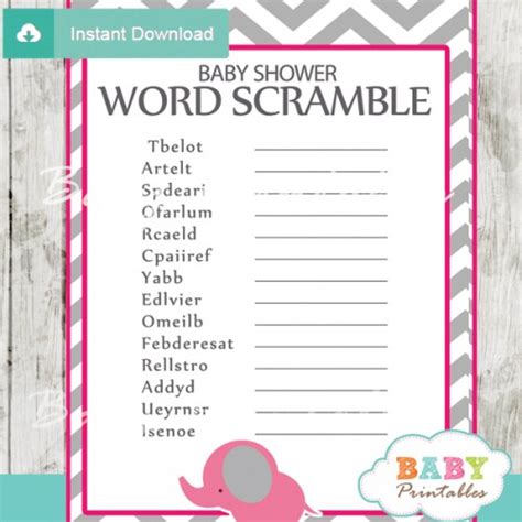 Hot Pink Elephant Baby Shower Games D Baby Printables