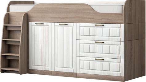 Коллекция Афина Кровать-чердак правая Винтаж Оксид/Кантри (Набор ...