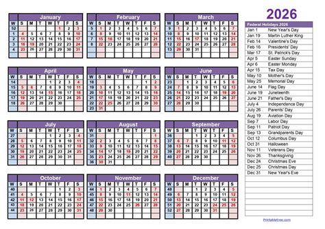 Calendar Weeks 2026 - Printable Tree