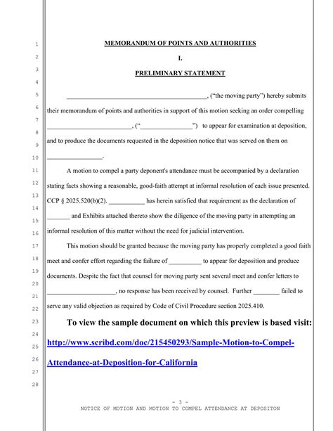 Sample California Motion To Compel Attendance At Deposition Pdf