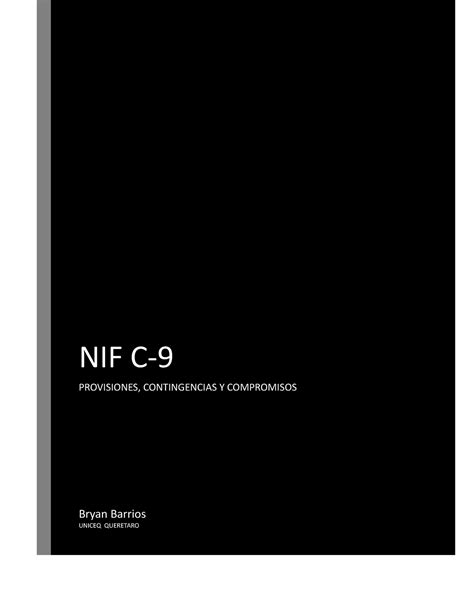 Nif C9 Nif Serie 9 Ni Nif C Provisiones Contingencias Y