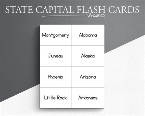 The State Capital Flash Cards Are Shown In Black And White With