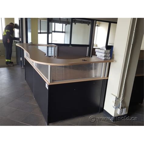 Black And Blonde C Suite Reception Desk W Transaction Counter Allsold