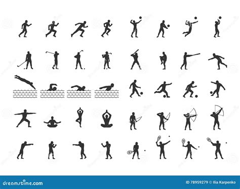 Sistema Del Vector De Las Figuras Atletas De Los Deportes Stock De