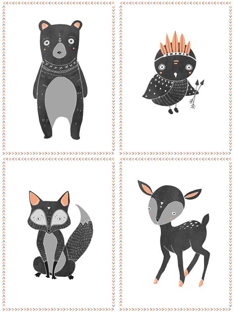 WOODLAND Nursery Woodland Animals WALL ART Woodland Baby - Etsy