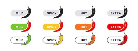 Premium Vector Pepper Spicy Level Icons Hot Natural Chili Pepper Symbols Spicy And Hot Vector