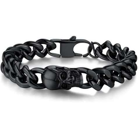 Max Gourmette Homme T Te De Mort En Acier Inoxydable Plaqu Or Bracelet