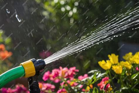 Default Garden Hose Spraying Water Premium Ai Generated Image