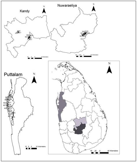 Map Of Sri Lanka Depicting Sampling Locations In Three Districts