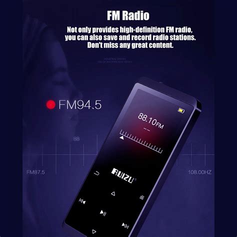 RUIZU D02 Bluetooth MP3-плеер Смарт-сенсорный экран Hi-Fi музыкальный ...