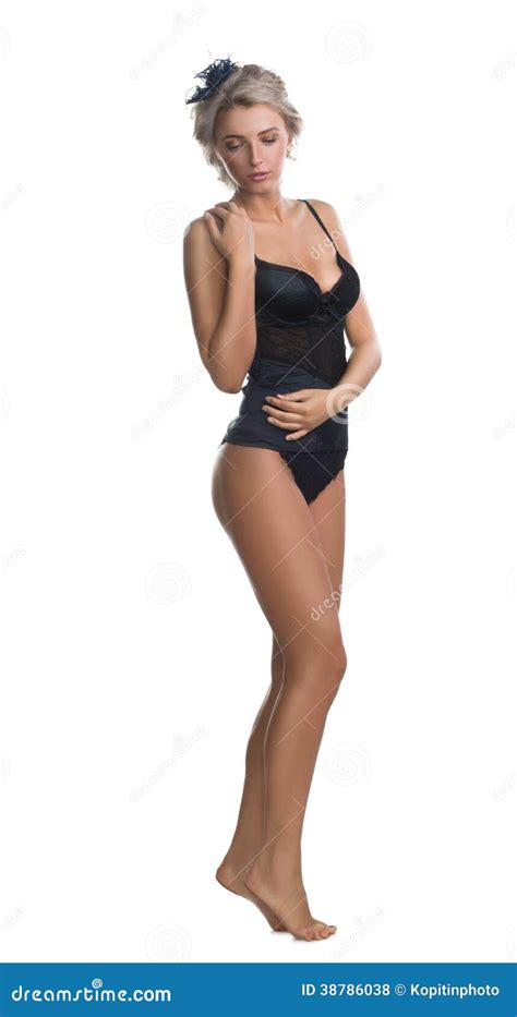 Woman In Black Lingerie Over Dark Background Stock Photo Image Of Model Makeup 38786038