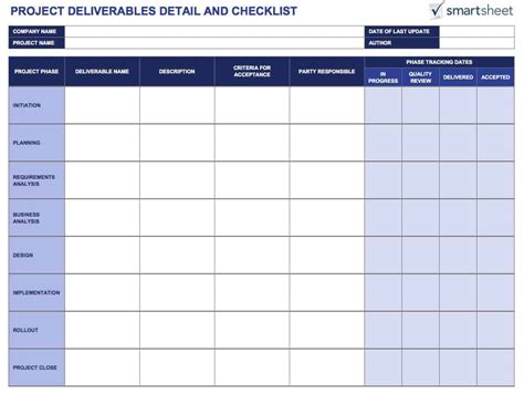 Project Deliverables Template
