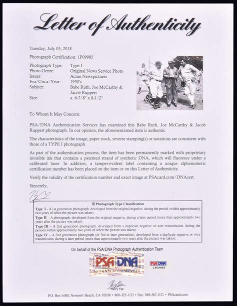 Circa S Babe Ruth Joe McCarthy And Jacob Ruppert Original Photograph PSA DNA Type